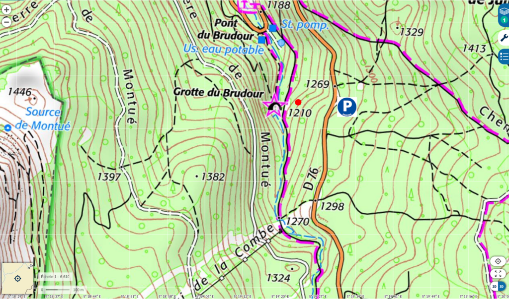 Carte topo 25 du scialet du Brudour